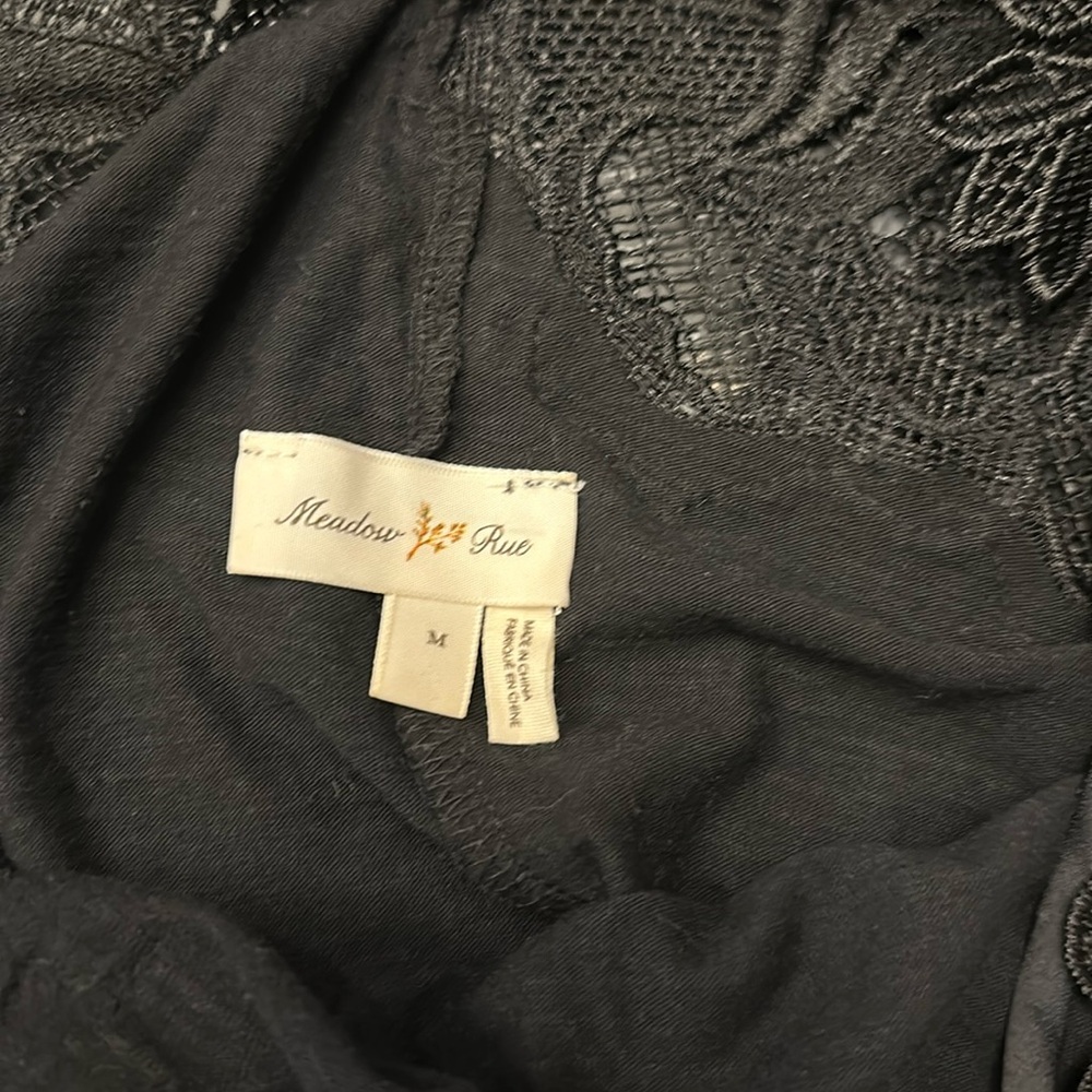 Black Off Shoulder Lace Trip Shirt - Anthro